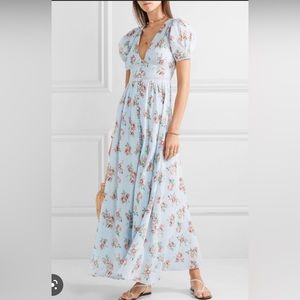 Love shack fancy Stacey lace dress. Blue floral. Size small.